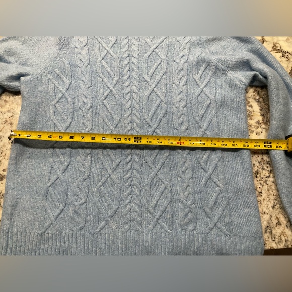 Plus Size 1X Croft & Barrow Cable Knit Crewneck Sweater — Light Blue - Picture 7 of 9